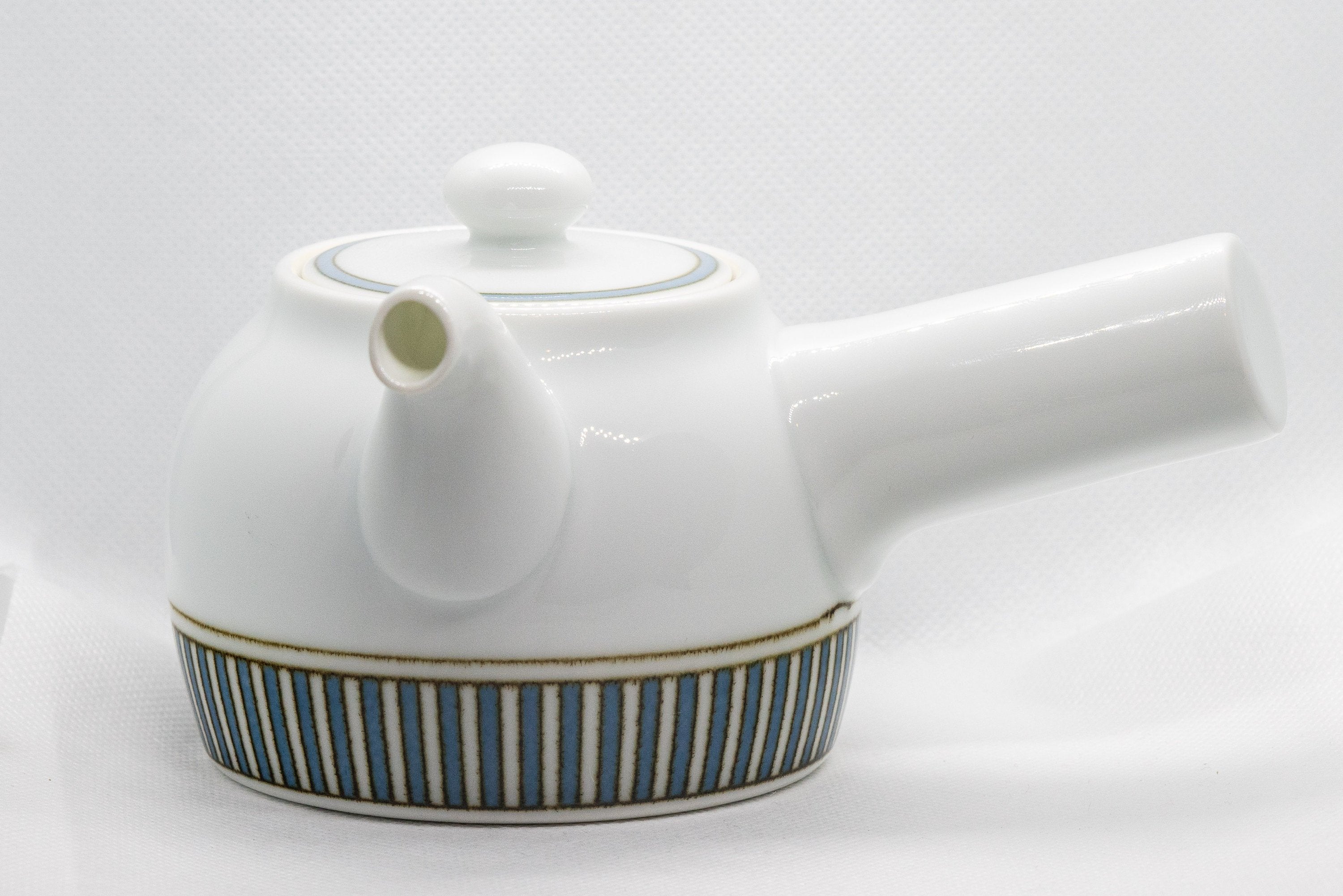 Japanese Kyusu - Porcelain Striped Debeso Teapot - 350ml - Tezumi
