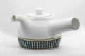 Tezumi — Japanese Kyusu - Porcelain Striped Debeso Teapot - 350ml — side view with the lid and side handle