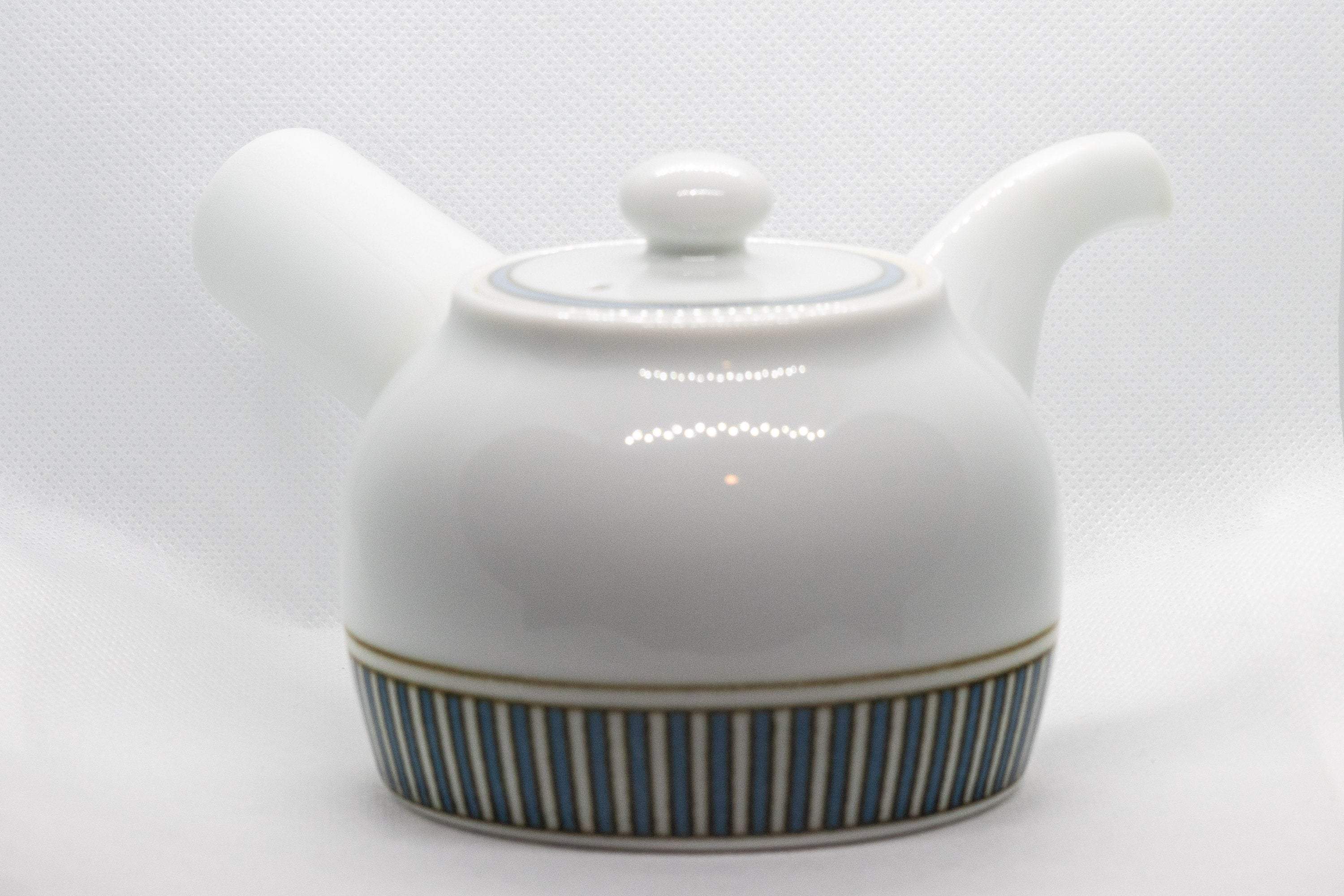 Japanese Kyusu - Porcelain Striped Debeso Teapot - 350ml - Tezumi