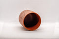 Japanese Teacup - Mountainous Tsutsu-gata Tokoname-yaki Yunomi - 150ml - cup tilted on its side showing the interior and rim
