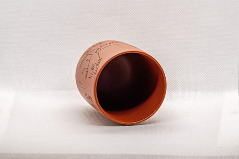 Japanese Teacup - Mountainous Tsutsu-gata Tokoname-yaki Yunomi - 150ml - cup tilted on its side showing the interior and rim