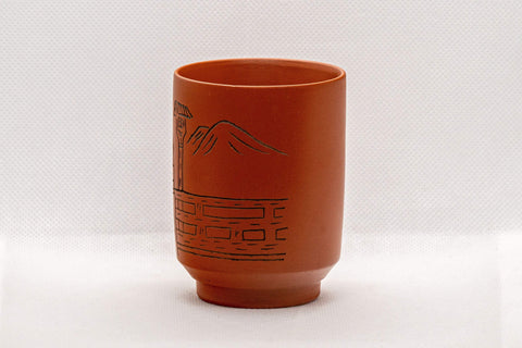 Japanese Teacup - いわぎん Iwagin Tsutsu-gata Tokoname-yaki Yunomi - 150ml - front view showing the cylindrical tsutsu-gata form