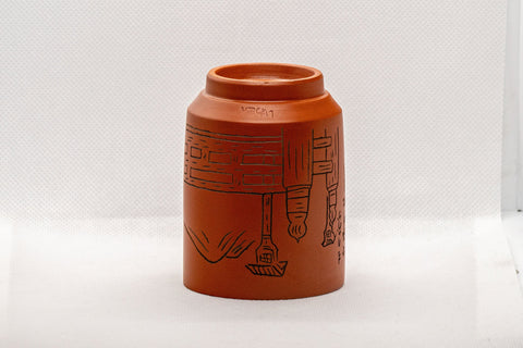 Japanese Teacup - いわぎん Iwagin Tsutsu-gata Tokoname-yaki Yunomi - 150ml - angled view showing the rim and tapered base