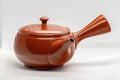 Tezumi — Japanese Kyusu - Floral Tokoname-yaki Teapot - 275ml — side view with the lid and side handle