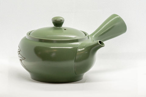 Japanese Kyusu - Green Tokoname Maple Leaf Momiji Obi-ami Teapot - 350ml - Tezumi