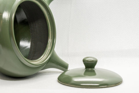 Japanese Kyusu - Green Tokoname Maple Leaf Momiji Obi-ami Teapot - 350ml - Tezumi