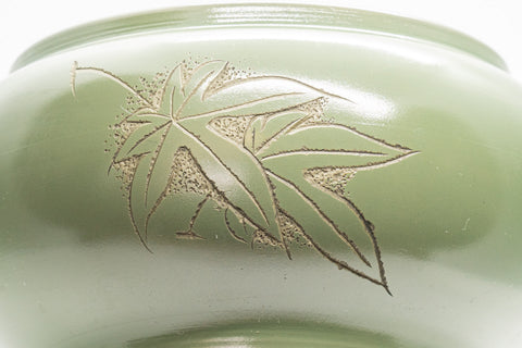 Japanese Kyusu - Green Tokoname Maple Leaf Momiji Obi-ami Teapot - 350ml - Tezumi