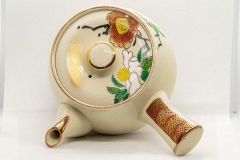 Japanese Kyusu - Camellias Kutani-yaki Debeso Teapot - 550ml - Tezumi