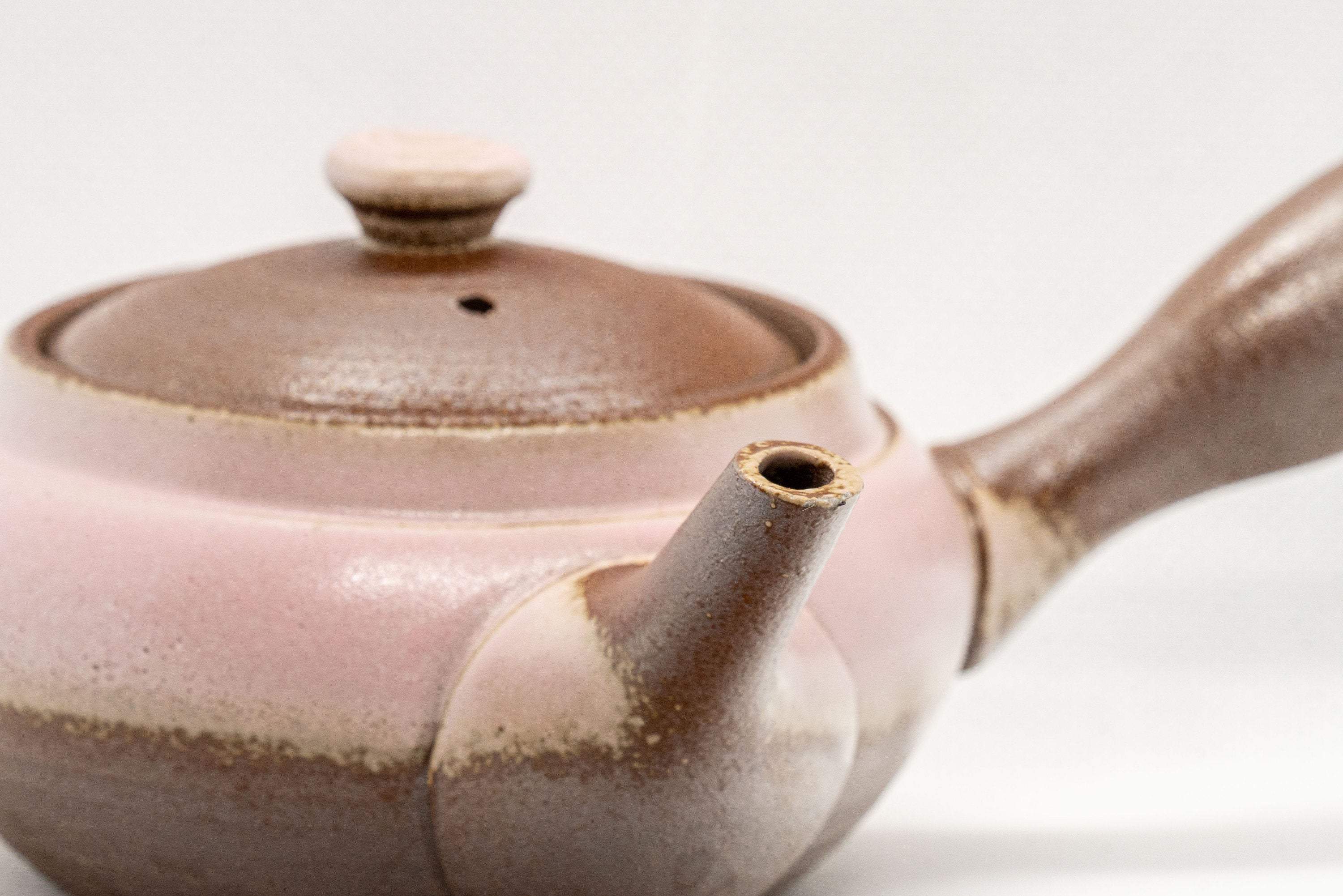 Japanese Kyusu - Pink Ash Glazed Banko-yaki Teapot - 210ml - Tezumi