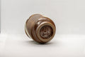 Tezumi — Japanese Teacup - Brown White Glazed Guinomi - 75ml — inverted showing the foot ring