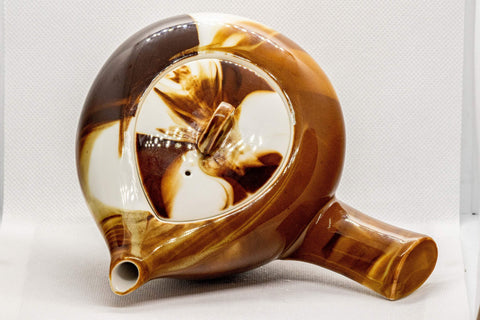 Tezumi — Japanese Kyusu - Marbled Porcelain Debeso Teapot - 500ml — three-quarter view