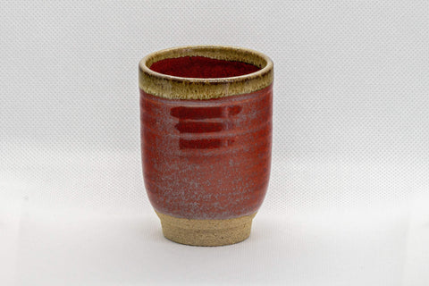 Japanese Teacup - Red Tsutsu-gata Yunomi - 135ml