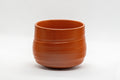 Japanese Teacup - Spiral Tokoname-yaki Yunomi - 135ml - front view showing the brick-red spiral ridges