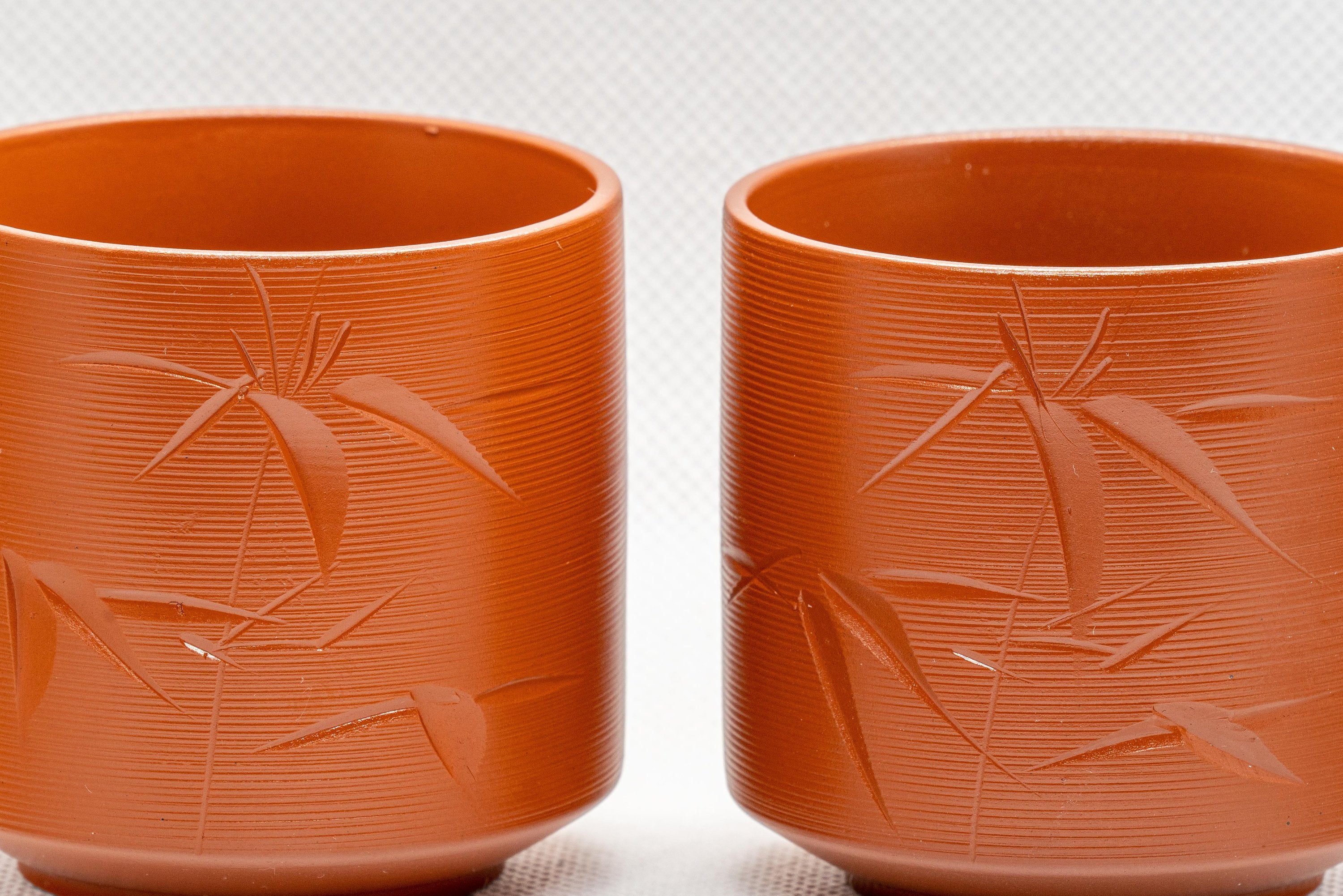 Japanese Teacups - Pair of Bamboo Tsutsu-gata Tokoname-yaki Yunomi - 115ml