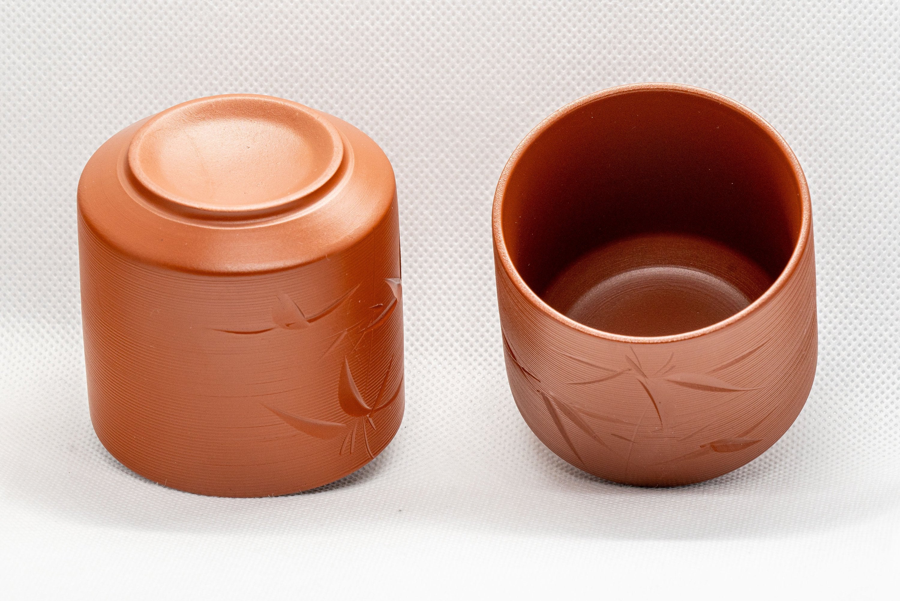 Japanese Teacups - Pair of Bamboo Tsutsu-gata Tokoname-yaki Yunomi - 115ml