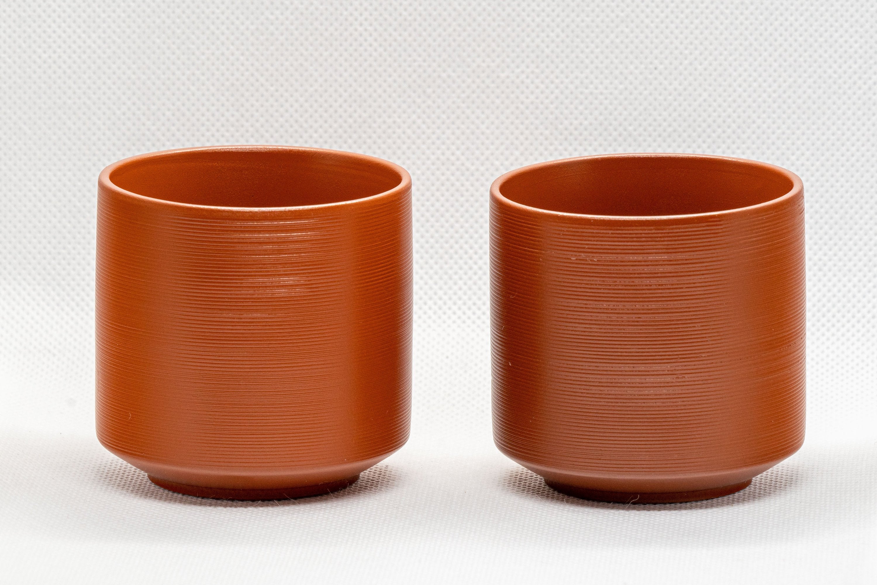 Japanese Teacups - Pair of Bamboo Tsutsu-gata Tokoname-yaki Yunomi - 115ml