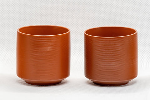 Japanese Teacups - Pair of Bamboo Tsutsu-gata Tokoname-yaki Yunomi - 115ml