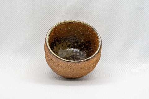 Japanese Teacup - Stoneware Shigaraki-yaki Guinomi - 50ml - overhead view looking into the interior