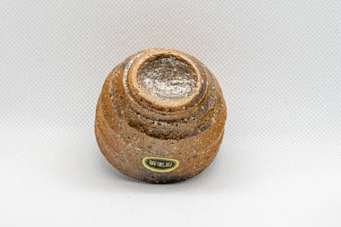 Japanese Teacup - Stoneware Shigaraki-yaki Guinomi - 50ml - tilted view showing the foot ring
