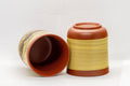 Tezumi — Japanese Teacups - Pair of Mountainous Tsutsu-gata Tokoname-yaki Yunomi - 125ml — three-quarter view