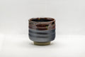 Japanese Teacup - Tenmoku Glazed Tsutsu-gata Yunomi - 65ml - front view of the ribbed cup