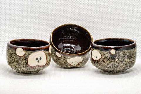 Japanese Teacups - Set of 3 Porcelain Guinomi - 40ml