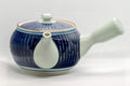 Tezumi — Japanese Kyusu - Blue White Tokusa Arita-yaki - 420ml — side view with the lid and side handle