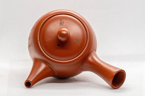 Tezumi — Japanese Kyusu - 高用 Calligraphy Tokoname-yaki Do-ake Teapot - 320ml — side view showing the spout
