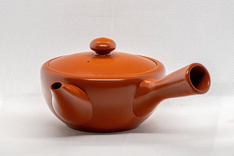 Japanese Kyusu - Tokoname-yaki Debeso Teapot - 260ml - side view with handle to the right