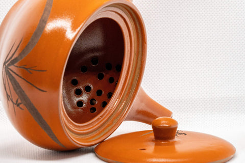 Japanese Kyusu - Tokoname-yaki Do-ake Teapot - 310ml - open teapot with lid removed showing the ceramic do-ake filter
