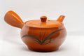 Japanese Kyusu - Tokoname-yaki Do-ake Teapot - 310ml - side view of the brick-red teapot with side handle