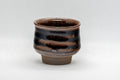 Japanese Teacup - 丹彩 Tenmoku Glazed Guinomi - 65ml - front view of the ribbed cup