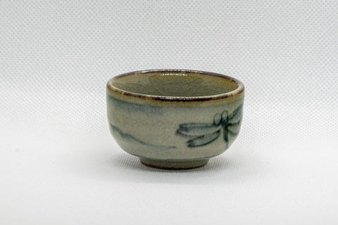 Japanese Teacup - Celadon Dragonfly Wan-nari Guinomi - 45ml