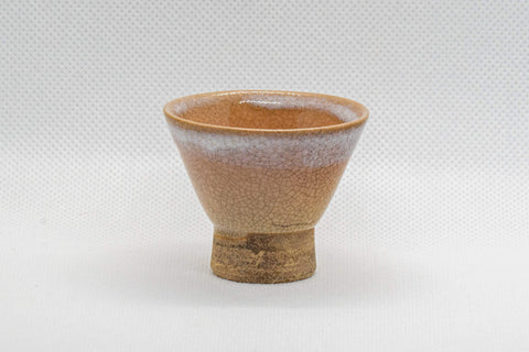 Japanese Teacup - Asagao-gata Hagi-yaki Gyokurowan - 25ml - angled front view of the teacup