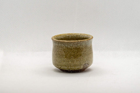 Japanese Teacup - Green Glazed Stoneware Guinomi - 30ml - front view of the cup