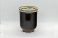 Tezumi — Japanese Teacup - Hare's Fur Glazed Tsutsu-gata Yunomi - 160ml — three-quarter view