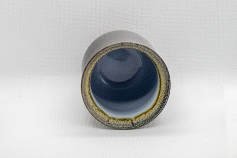Tezumi — Japanese Teacup - Hare's Fur Glazed Tsutsu-gata Yunomi - 160ml — tipped to show the interior