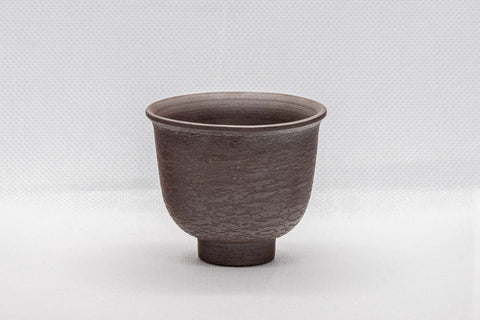 Japanese Teacup - Banko-yaki Senchawan - 80ml - front view of the textured purple tulip-shaped cup