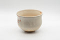 Japanese Matcha Bowl - Torasuke Kyo-yaki Komogai-nari Chawan - side view of the cream glazed bowl