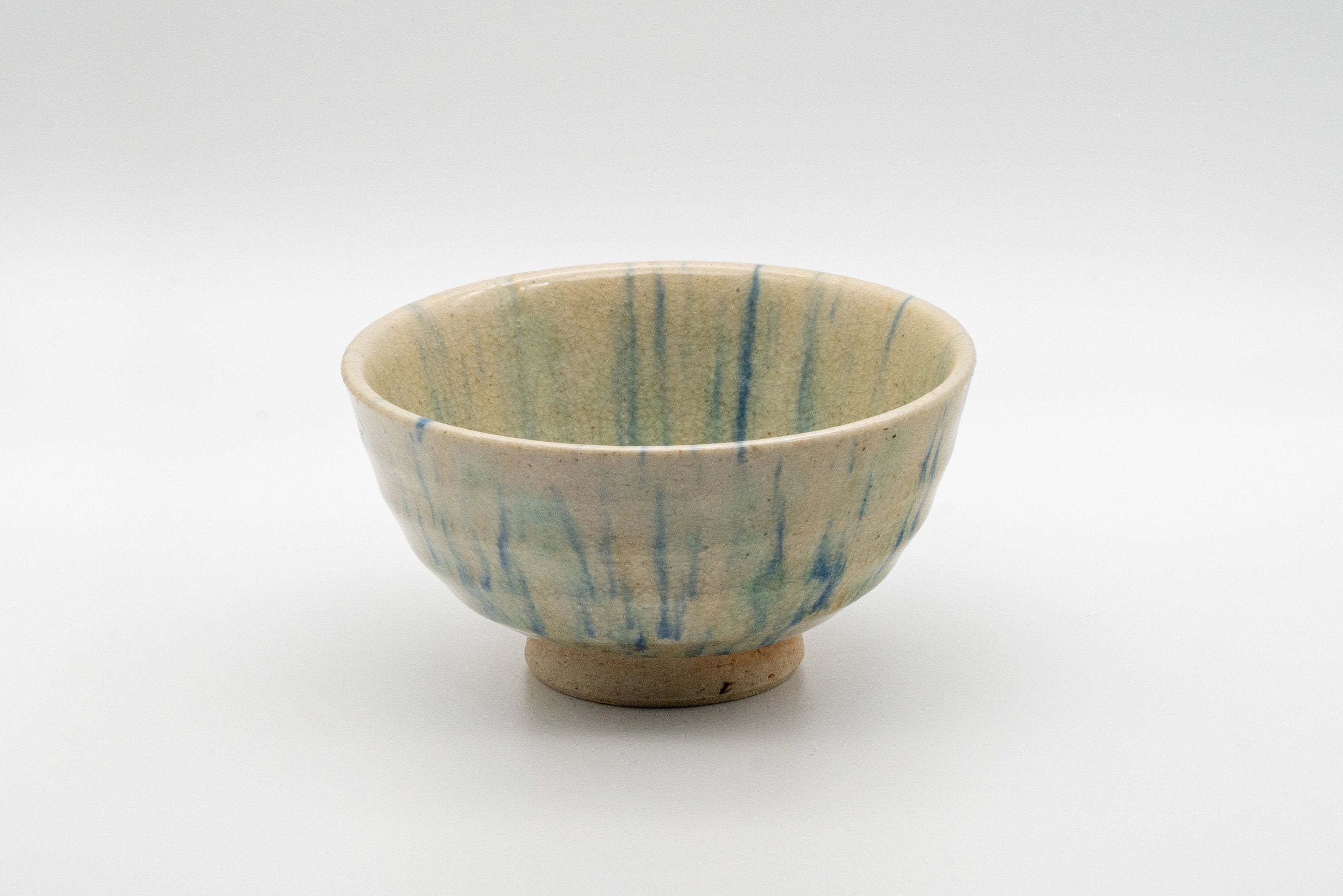 Japanese Matcha Bowl - Blue Striped Wan-nari Chawan - 275ml