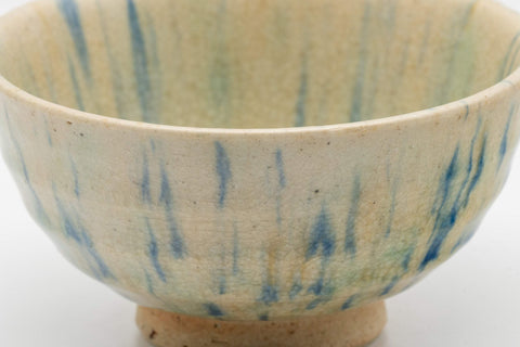 Japanese Matcha Bowl - Blue Striped Wan-nari Chawan - 275ml
