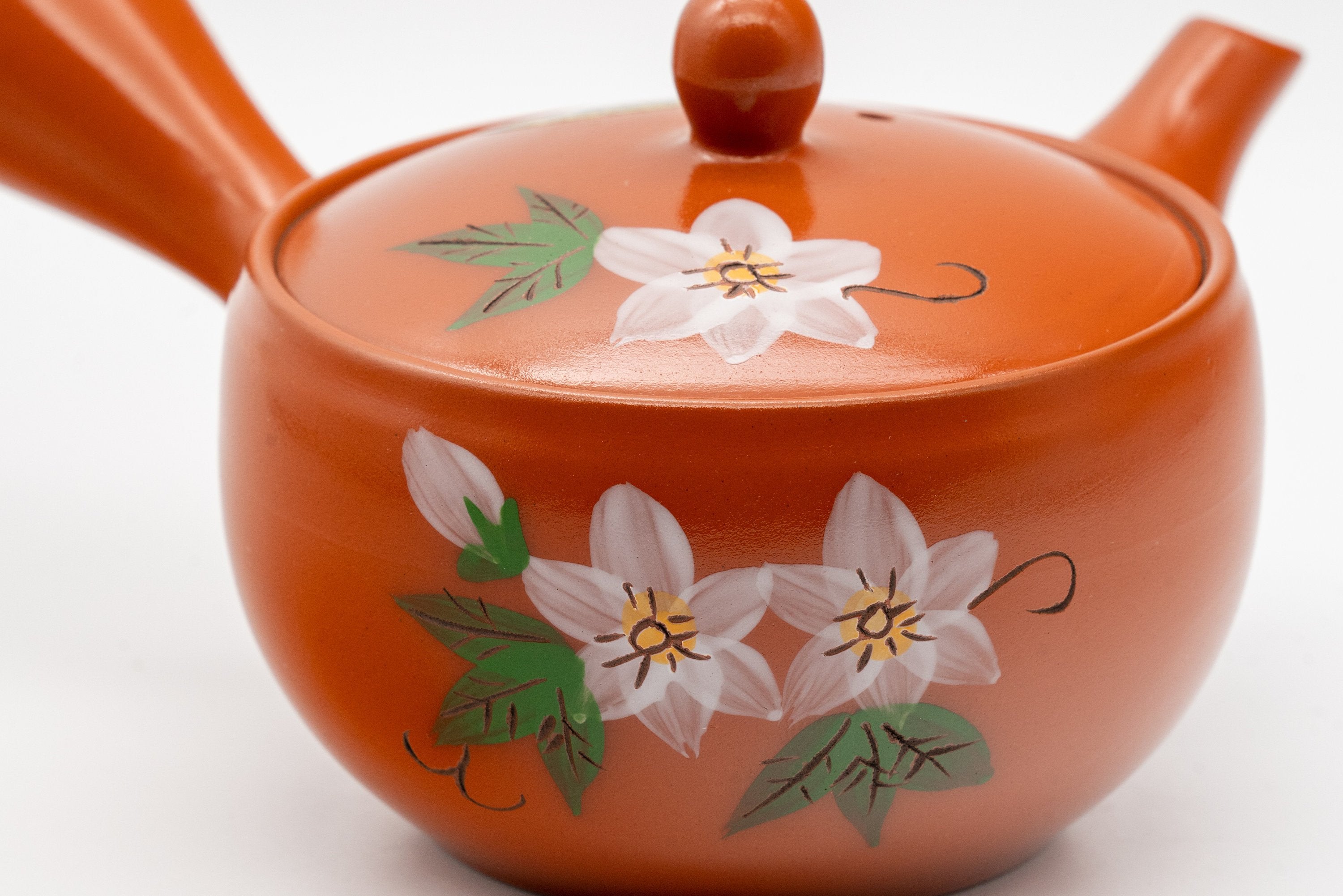 Japanese Kyusu - 盛山窯 Moriyama Kiln Floral Tokoname-yaki Teapot - 180ml - Thumbnail 4
