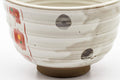 Japanese Matcha Bowl - White Red Brush Glazed Ido-gata Chawan - 400ml - three-quarter view of the bowl's exterior