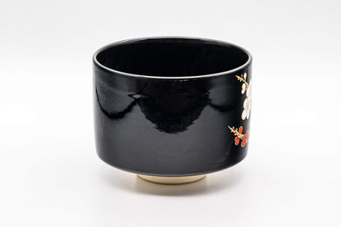 Tezumi — Japanese Matcha Bowl - Plum Blossoms Tsutsu-gata Chawan - 500ml — three-quarter view