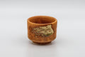 Japanese Teacup - Orange Glazed Hantsutsu-gata Guinomi - 45ml - front view of the burnt-orange glazed guinomi