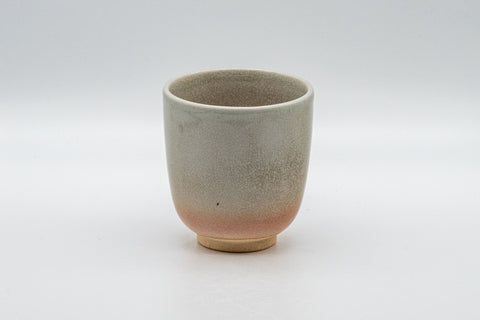 Japanese Teacup - Tsutsu-gata Hagi-yaki Yunomi - 140ml - front view of the cup showing the peach-toned base