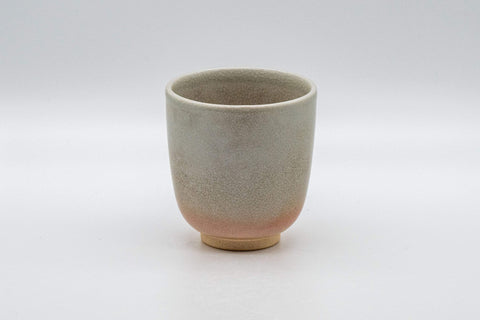 Japanese Teacup - Tsutsu-gata Hagi-yaki Yunomi - 140ml - front view of the grey-glazed Hagi-yaki cup