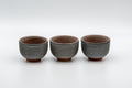 Japanese Teacups - Set of 3 Floral Snowflake Glazed Guinomi - 45ml - front view of the set of three floral cups