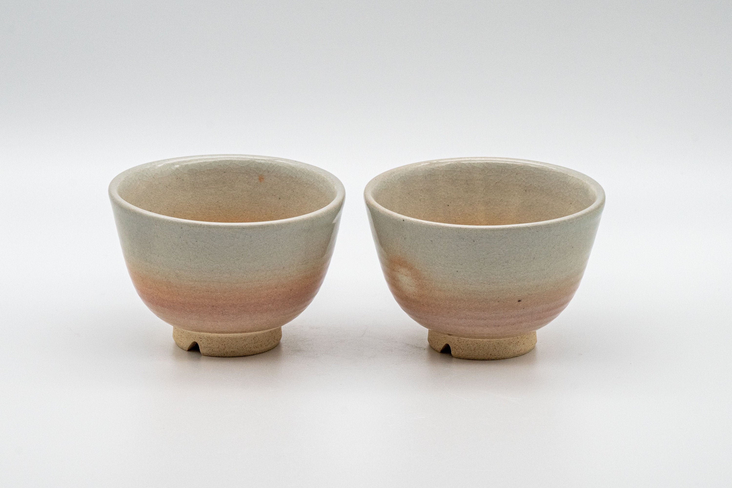 Japanese Teacups - Tsubaki Kiln (椿窯, 天鵬山) Pair of Hagi-yaki Senchawan - 95ml