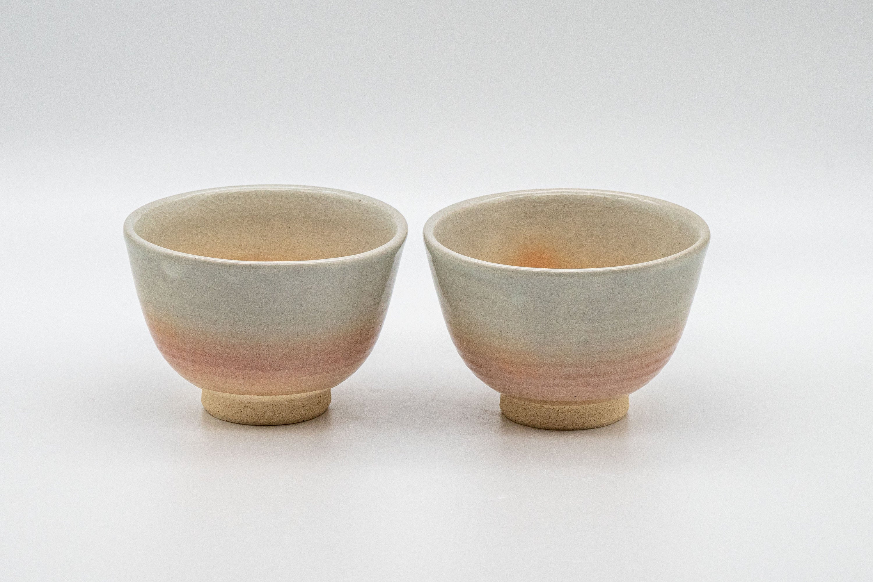 Japanese Teacups - Tsubaki Kiln (椿窯, 天鵬山) Pair of Hagi-yaki Senchawan - 95ml